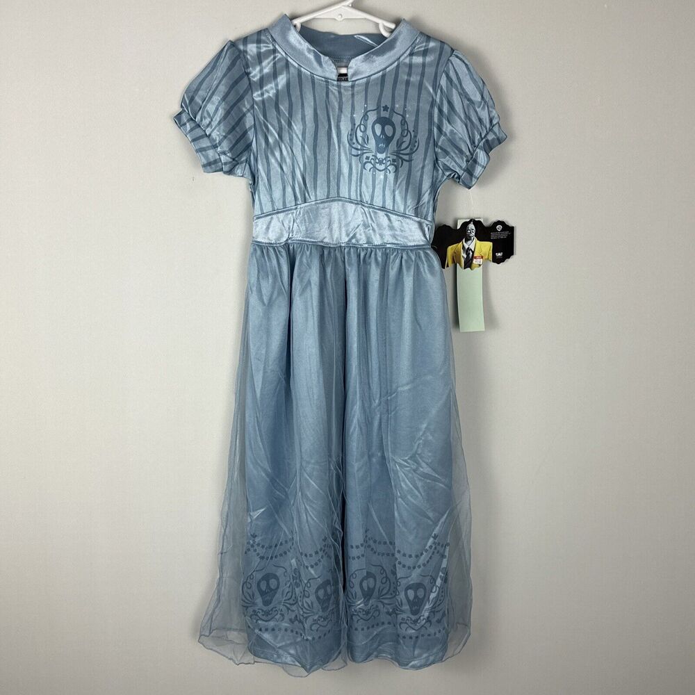 NEW Beetlejuice Astrid Deetz Dress Up NightGown Blue Skull Little Girls Size S 6